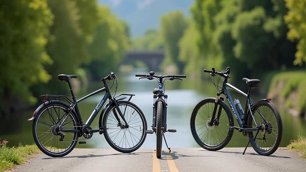 Tres tipos de bicicleta diferentes alineadas mostrando sus características de diseño distintas
